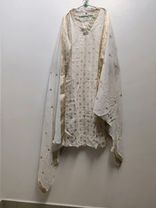 Off-white Party Wear Top And Duppataas