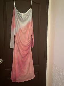 Mesh Tie-Dye Ruched Dress