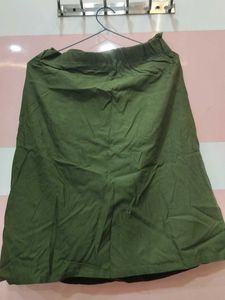 Olive Green cotton Waist Skirt