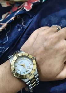 Gold Guess Watch with Diamond Accents