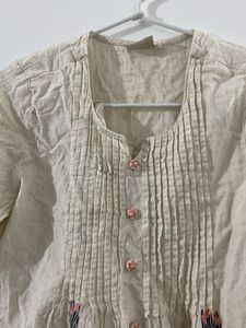 Women's Cream Floral Print Kurta