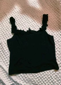 Black Lace-Up Corset Style Tank Top