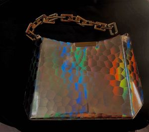 Holographic Shoulder Bag with Chain Detail