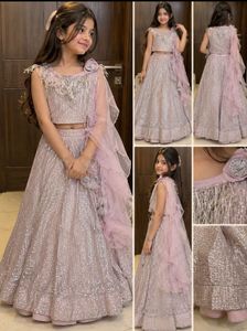 pink-silver sequin lehenga set