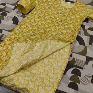 Yellow Printed Kurta Set