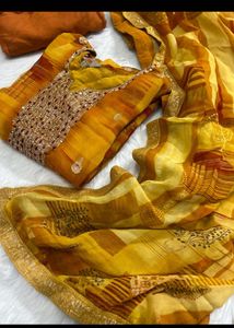 Combo of two maroon and yellow Elegant Embroidered