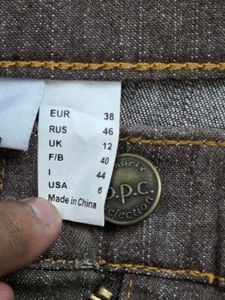 Washed brown denim skirt