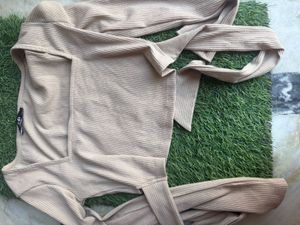 Beige Backless Crop Top