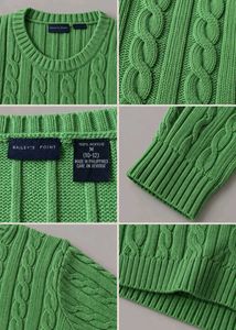 VIBRANT GREEN CABLE KNIT SWEATER