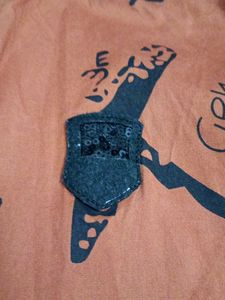 Kids Orange Graphic Print Hoodie