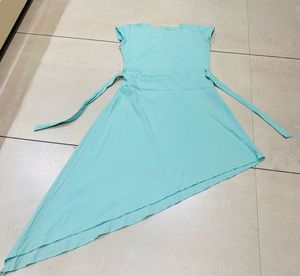Stylish Asymmetrical Turquoise Midi Dress