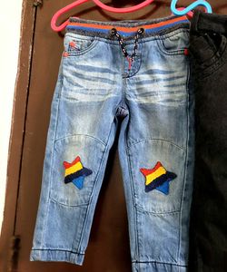 Baby Girl Dress + 2 branded Jeans Combo