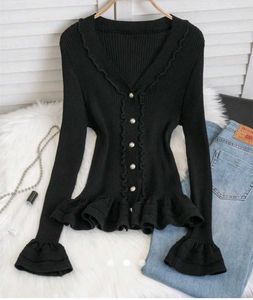 Black Ruffle Knit Cardigan 🐈‍⬛️🎼