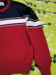 V-Neck Striped Knit Sweater