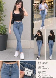High-Waisted Skinny Fit grey Jeans