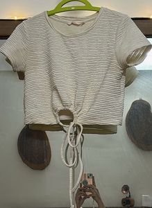 Summer Beachy Tie-Front Waffle Knit Top