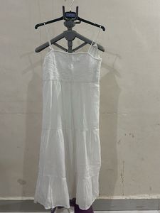 White Tiered Sundress with Embroidery