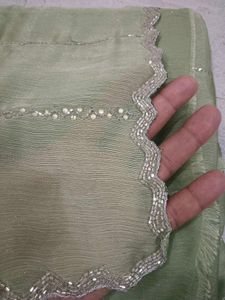Elegant Green Sequined Saree