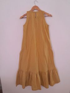 Casual Mustard Dress Hi low with pockets