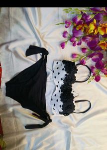 Polka Dot Bikini with Flower Detail