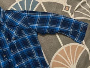 Blue Plaid Button-Up Shirt
