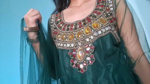 Emerald Green Heavily Embellished Anarkali Suit