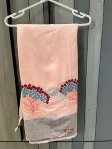 Elegant Peach Embroidered Saree