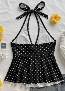 Chic Polka Dot Halter Bikini Top