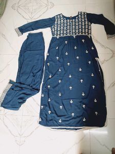 Blue Embroidered Kurta Set with Pants