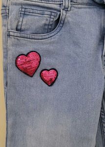 Excellent condition Girls' Light Wash Heart Jeans