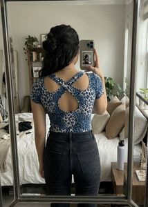 Leopard Print Criss-Cross Back Top