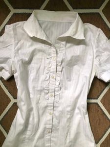 Classic Ruffled Button-Up Blouse