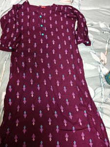 Maroon Printed Kurta