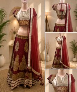 Beautiful Maroon & Gold Lehenga Choli Set