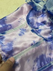 Tie-Dye Corset Top with Ruffle Detail