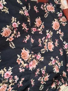 Chic Floral Print Collared Shirt  a line frock
