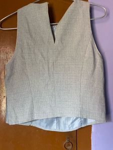 Embellished Grey Sleeveless Top