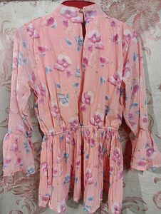 Chic Floral Print Peplum Top
