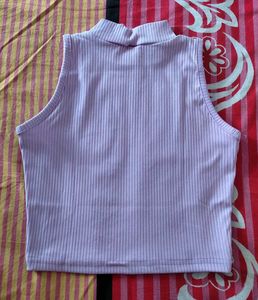 Lilac Ribbed Mock Neck Crop Top