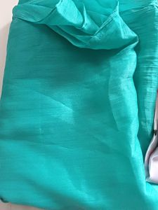 Beautiful Teal Saree with Floral Blouse (new)Piece