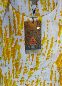 New White & Yellow Print kaftan kurti pant set