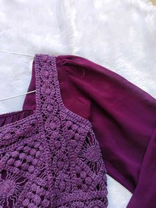 Boho Crochet Puff Sleeve Top