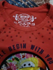 Cute Red Graphic Print Top