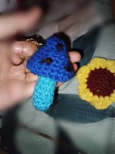 Crochet Mushroom &amp; Flower Keychain
