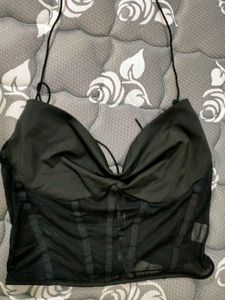 Black Sheer Corset Bustier Top