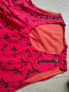 Red Patterned Sleeveless Top