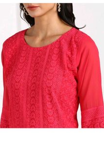 Red embroidery Chikankari Kurta
