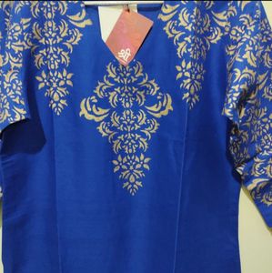 Shree Royal blue kurta with gold prints
