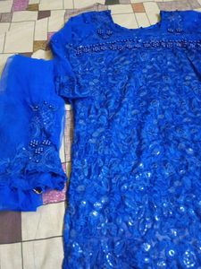 Blue Embellished Occasion Dress
