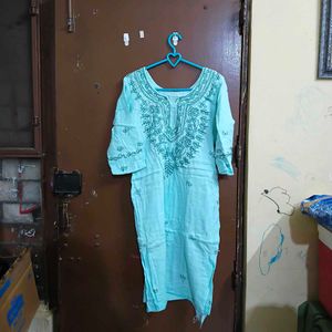 Beautiful sea green Kurta Set with Embroidery